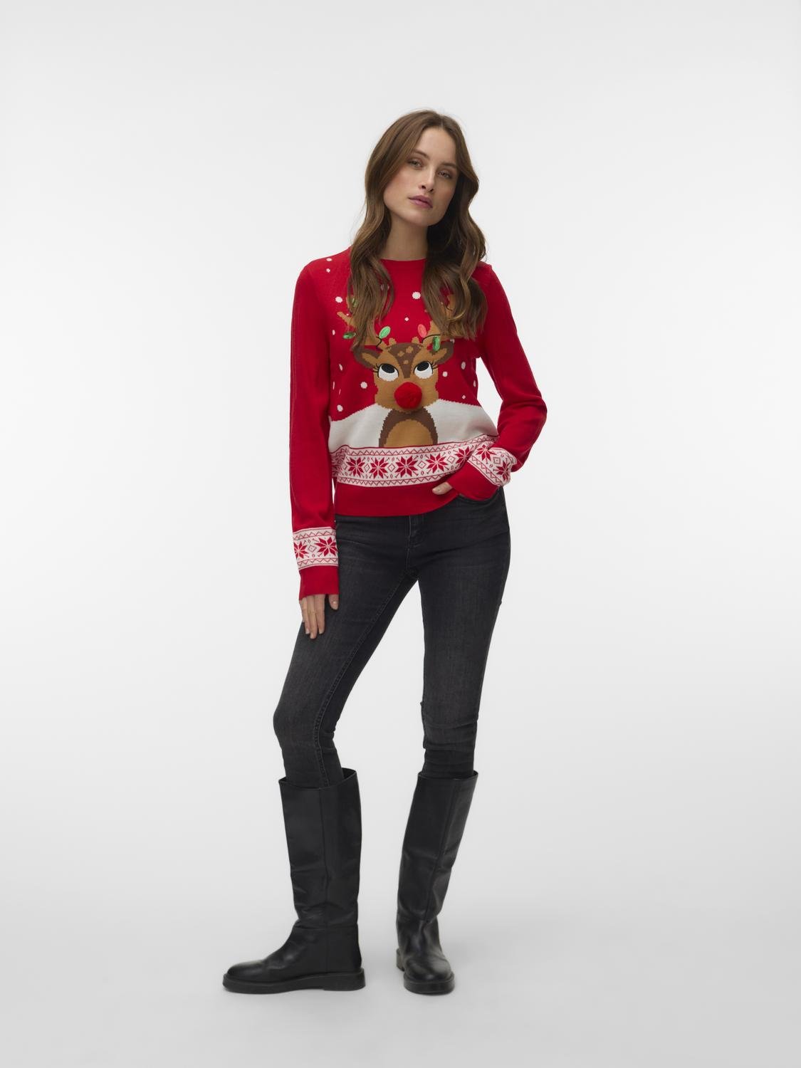 VMFROSTYDEER Pullover - Chinese Red - VERO MODA & VILA Bergvik